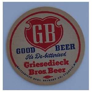  Beer Coaster Griesedieck Bros. 1940`s 3 1/2 Round 