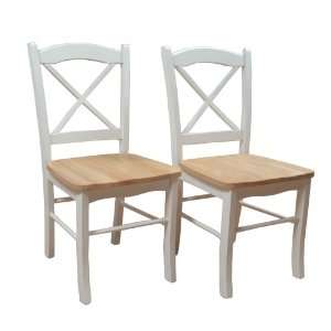 Target Marketing Systems Tiffany Dining Chair, Set of 2, White/Natural 