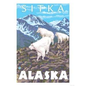 Mountain Goats Scene, Sitka, Alaska Giclee Poster Print, 30x40