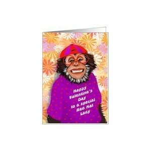  Humorous Monkey Ladies In Red Hats Valentine Cards Card 