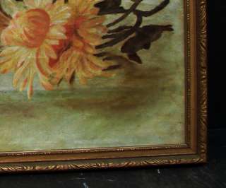 Splendid 1896 Antique Oil Painting Still Life Chrysanthemum signed 