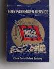 1940s Matchbook Wabash Railroad Passenger Service RR MB
