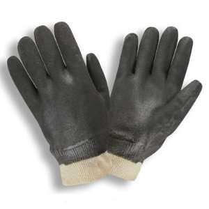 Black Double Dipped PVC, Sandy Finish, Knit Wrist Gloves (QTY/12 