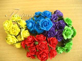 100 MIX ROSE Mulberry Paper Flowers Craft #F054  