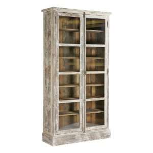   Heavy Vintage White French Country Bookcase Cabinet