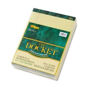 TOPS   Double Docket Ruled Pads, Narrow Rule, Ltr, Canary, 6 100 Sheet 