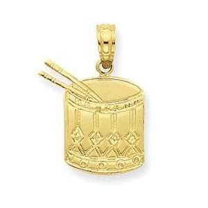    14k Yellow Gold Drum and Sticks Charm Pendant in Gift Box Jewelry