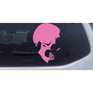 Skull Side View Skulls Car Window Wall Laptop Decal Sticker    Pink 