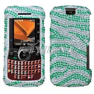   Bling Protective Case Cover Green and Silver Zebra Animal Skin Design