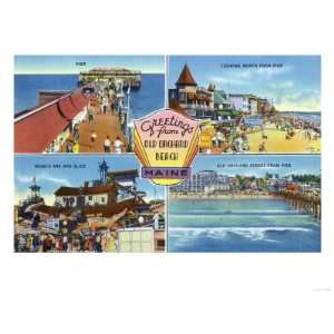 Old Orchard Beach, Maine   Greetings From with Scenic Views Premium 