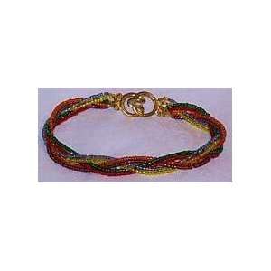   Rainbow Braided Metallic Crystal Beads Ankle Bracelet 