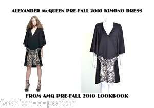 ALEXANDER McQUEEN PRE FALL 2010 KIMONO EMBROIDERED DETAIL DRESS UK 6 