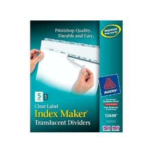  Avery Index Maker Translucent Dividers with Clear Label, 5 