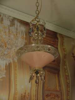 Vintage Antique Glass Chandelier Glass Art Deco Light Fixture ceiling 