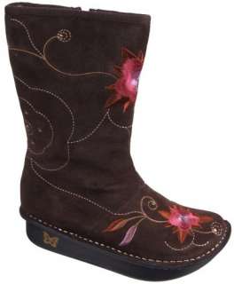 Alegria Vale Embroidered Suede Womens Boots Dress Low Heel  