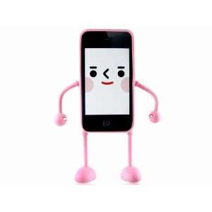  Pink 3D Robot Silicone Stand Case Cover for iPhone 4 4G 4S 