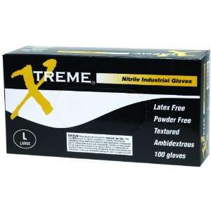 Ammex Xtreme Industrial Grade Nitrile Glove, Powder Free, Beaded Cuff 