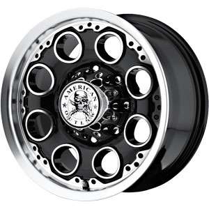 New 16X8 8 170 American Outlaw Patrol Black Machined Face Wheels 