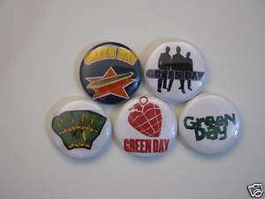 GREEN DAY 5 PINS BUTTON BADGE AMERICAN IDIOT DOOKIE #60  