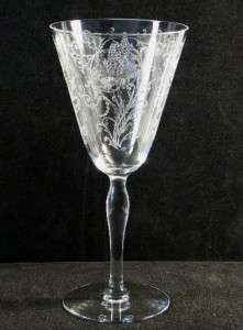 Set 4 FOSTORIA Crystal WOODLAND 264 Etch Water Goblet Glasses  