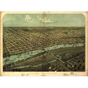  Historic Panoramic Map East Saginaw, Michigan, 1867 