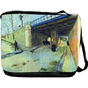  Van Gogh Art Railway Bridge Messenger Bag   Book Bag 