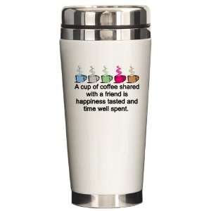  A cup of coffee shared Coffee Ceramic Travel Mug by 