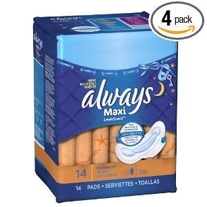   Wings, Unscented Pads 14 Count (Pack of 4)