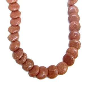  Goldstone Necklace 02 Brown Copper Glass Circle Coin Stone 