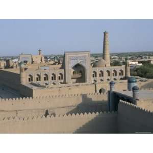 Overview of City from Walls, Khiva, Uzbekistan, Central Asia Premium 