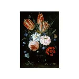  Jan Van Kessel   Tulips And Roses In A Glass Vase Giclee 