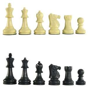  3 1/2 Black and Ivory Grandmaster Plastic Chess Pieces 