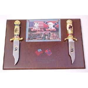  Civil War Generals Lee and Grant Bowie Knives with Plaque 
