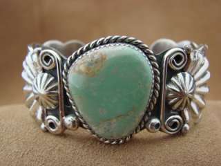   Indian Silver & Turquoise Bracelet by Albert Cleveland AC  