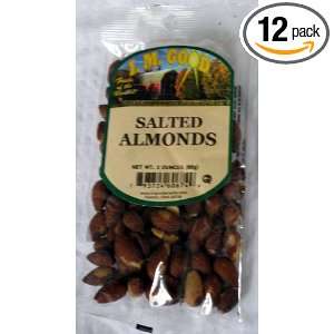 Good New Roasted and Salted Almonds, 3 Ounce Bags (Pack of 12 