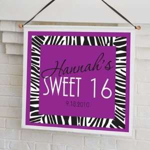 Sweet 16 Zebra Print Custom Banner