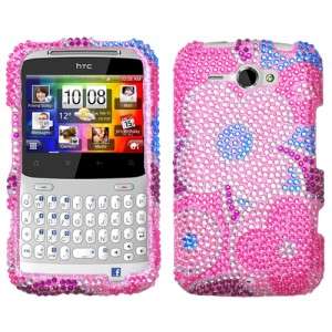 Colorful Flowers Crystal Bling Hard Case Phone Cover HTC Status