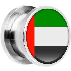   Gauge Stainless Steel United Arab Emirates Flag Saddle Plug Jewelry
