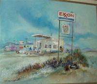   Gas Station oil Painting by Laurie Manzano   Nice Original  