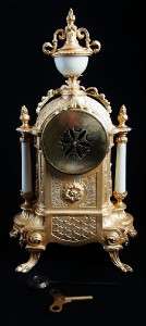 Antique 19thc French E. Varon gilt & Sevres porcelain 8 day bell 