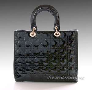 Genuine Italian Varnish Calf Leather Hand Bag Black  