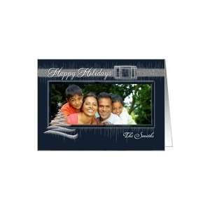  Happy Holidays   Navy Icicles   Photo Card Card Health 