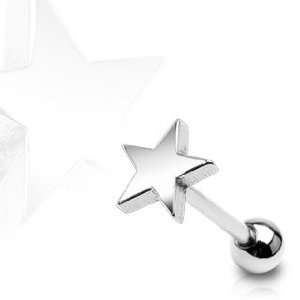 316L Surgical Steel Barbells with Sharp Cut Military Star Top   14G, 5 