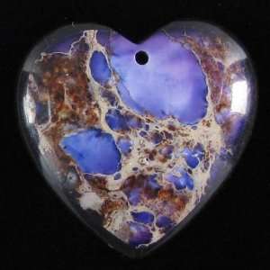  40mm purple variscite intarsia heart pendant bead