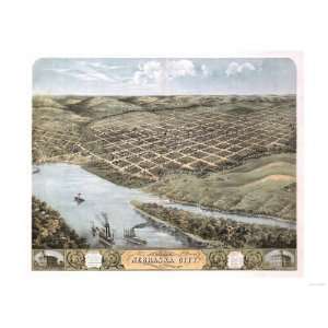  Nebraska City, Nebraska   Panoramic Map Premium Poster 