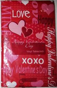 VALENTINES DAY TABLECLOTH 52 Square Red Pink Hearts NEW  