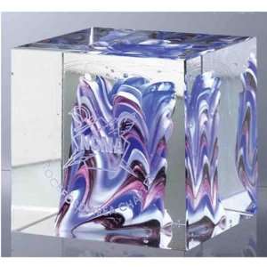  Cubic   Art glass award with a variety of color in an 