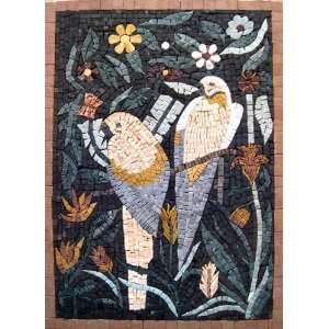  14x20 Parrots Marble Mosaic Art Tile