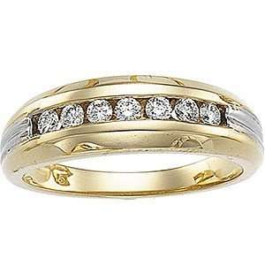 Rich 0.40 Carat Total Weight Two Tone Gents Diamond Ring set in 14 kt 