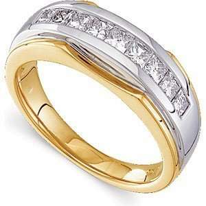 Upscale 1.00 Carat Total Weight Two Tone Diamond Mens Ring set in 14 